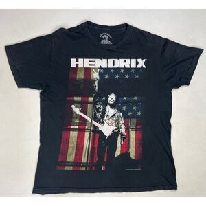 Jimi Hendrix Retro Graphic T-shirt Men Adult Large Black Short Sleeve Music